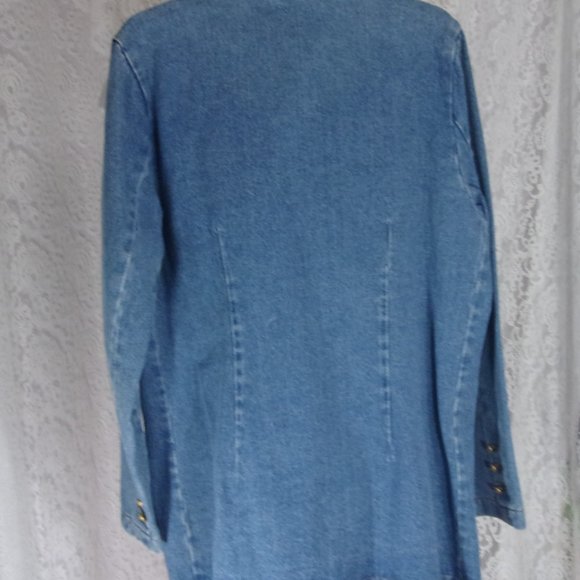 Carolina Blue Denim Jacket Gold Embroidery Vogue Layering Size L NWOT - Picture 4 of 4